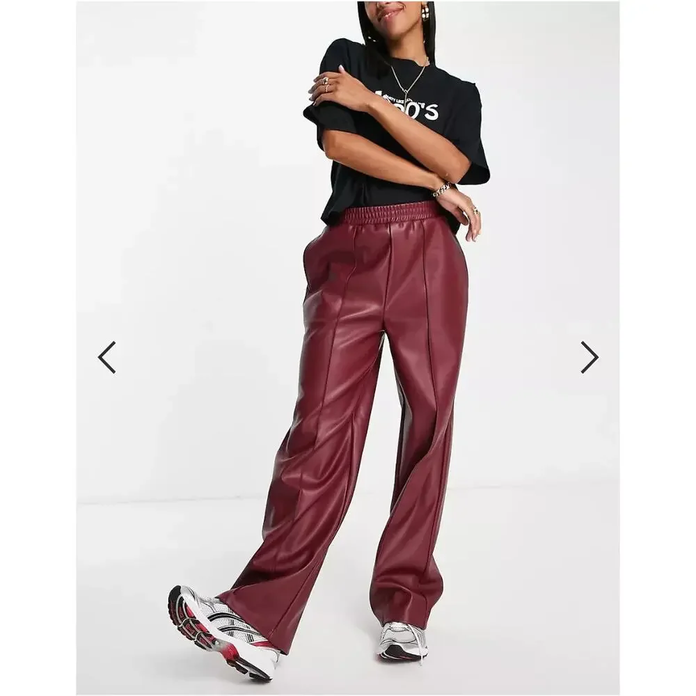ASOS Burgundy Wide Leg Pants - Picture 4 of 11